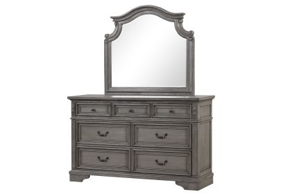 Grace Traditional Style 7-Drawer Dresser made with wood in Rustic Gray