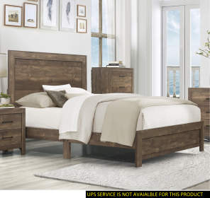 Simple Look Rustic Brown Finish 1pc Eastern King Size Bed Panel Headboard Footboard Formal Bedroom Furniture