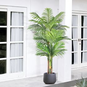 Golden Cane Palm Artificial Tree Large Tropical Palm Tree UV Resistant Fake Plant in Pot , Outdoor Decoration