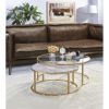 Shanish Nesting Table Set (2Pc Pk) in Faux Marble & Gold