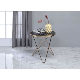 Valora End Table in Champagne & Black Glass