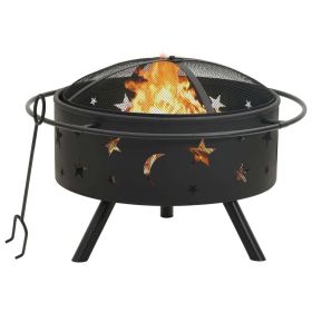 Fire Pit with Poker 29.9" XXL Steel