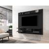 Manhattan Comfort Plaza 64.25 Modern Floating Wall Entertainment Center with Display Shelves in Black