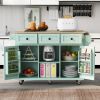 Kitchen Cart with Rubber wood Drop-Leaf Countertop ,Cabinet door internal storage racks