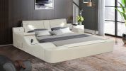 Zoya Smart Multifunctional King Size Bed Made with Wood in Beige