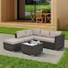 Patio Furniture, Outdoor Furniture, Seasonal PE Wicker Furniture, 4 Set Wicker Furniture With Tempered Glass Coffee Table