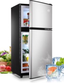 3.5Cu.Ft Compact Refrigerator Mini Fridge with Freezer, Small Refrigerator with 2 Door, 7 Level Thermostat Removable Shelves for Kitchen, Dorm