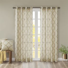 Fretwork Print Grommet Top Window Curtain Panel(Only 1 Pc Panel)