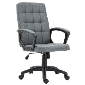 Fabric Office Chair, Computer Desk Chair, Swivel Task Chair with Arms, Adjustable Height, Swivel Wheels, Mid Back, Charcoal Gray