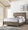 Grey Finish Fabric 1pc King Size Panel Bed Beautiful Wooden Bedroom Furniture Contemporary Style