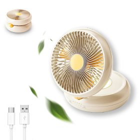 Table Fan, Rechargeable Remote Control Fan With Auto Oscillation 90 Foldable Ultra Quiet 4 Speeds Wind, Portable Air Circulator Fan,Hang Hook, USB Wal