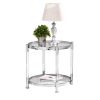 W82153571 Contemporary Acrylic End Table, Side Table with Tempered Glass Top, Chrome/Silver End Table for Living Room&Bedroom