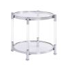 W82153571 Contemporary Acrylic End Table, Side Table with Tempered Glass Top, Chrome/Silver End Table for Living Room&Bedroom