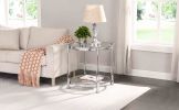 W82153571 Contemporary Acrylic End Table, Side Table with Tempered Glass Top, Chrome/Silver End Table for Living Room&Bedroom