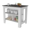 Brooklyn Kitchen Island, Three Concealed Shelves