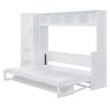 Queen Size Murphy Bed Wall Bed with Closet and Drawers,White