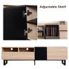 Modern TV Stand for 80'' TV with Double Storage Space, Media Console Table, Entertainment Center with Drop Down Door for Living Room, Bedroom