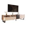 Modern TV Stand for 80'' TV with Double Storage Space, Media Console Table, Entertainment Center with Drop Down Door for Living Room, Bedroom