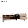 Modern TV Stand for 80'' TV with Double Storage Space, Media Console Table, Entertainment Center with Drop Down Door for Living Room, Bedroom