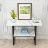 Entryway Table, Modern 42-Inch Console/Accent Table with Geometric Metal Legs, Faux Marble Narrow Wood Sofa,Foyer Table for Entrance