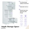 Tall and Wide Bathroom Floor Storage Cabinet, Bathroom Storage Unit, Freestanding Cabinet with 4 Doors, Adjustable Shelves, Open multi-layer Shelves