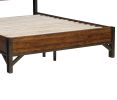 Rustic Brown and Gunmetal Finish 1pc California King Size Platform Bed Industrial Design Horizontal Slats Bedroom Furniture