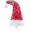 6FT Hinged Fir Artificial Fir Bent Top Christmas Tree, Xmas Tree Bendable Santa Hat Style Christmas Tree Holiday Decoration,1250 Lush Branch Tips