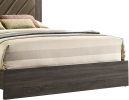 Contemporary 1pc Queen Size Bed Bedroom Furniture Upholstered Headboard Rubberwood 1pc Bedframe Gray Finish