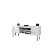 Manhattan Comfort Bradley 62.99 TV Stand White with 2 Media Shelves and 2 Storage Shelves in White with Solid Wood Legs