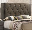 Contemporary 1pc Queen Size Bed Bedroom Furniture Tufted Design Headboard Rubberwood 1pc Bedframe Gray Finish