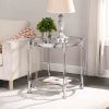 W82153571 Contemporary Acrylic End Table, Side Table with Tempered Glass Top, Chrome/Silver End Table for Living Room&Bedroom