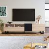 Modern TV Stand for 80'' TV with Double Storage Space, Media Console Table, Entertainment Center with Drop Down Door for Living Room, Bedroom