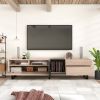 Modern TV Stand for 80'' TV with Double Storage Space, Media Console Table, Entertainment Center with Drop Down Door for Living Room, Bedroom