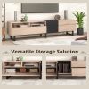 Modern TV Stand for 80'' TV with Double Storage Space, Media Console Table, Entertainment Center with Drop Down Door for Living Room, Bedroom