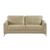 Elegant Modern Style 3pc Sofa Set Sand-Hued Polished Microfiber Upholstery Sofa Loveseat Chair Solid Wood Living Room Furniture Silver Finish Metal Le