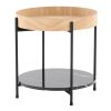 Daniella Contemporary End Table in Black Metal and Natural Wood with Black Marble Accent by LumiSource