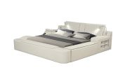 Zoya Smart Multifunctional King Size Bed Made with Wood in Beige