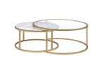 Shanish Nesting Table Set (2Pc Pk) in Faux Marble & Gold