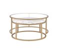 Shanish Nesting Table Set (2Pc Pk) in Faux Marble & Gold