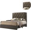 Contemporary 1pc Queen Size Bed Bedroom Furniture Tufted Design Headboard Rubberwood 1pc Bedframe Gray Finish