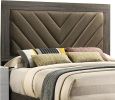 Contemporary 1pc Queen Size Bed Bedroom Furniture Upholstered Headboard Rubberwood 1pc Bedframe Gray Finish