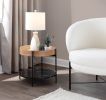 Daniella Contemporary End Table in Black Metal and Natural Wood with Black Marble Accent by LumiSource