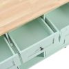 Kitchen Cart with Rubber wood Drop-Leaf Countertop ,Cabinet door internal storage racks