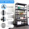 H72 * W35.4 * D15.7 Heavy Duty Storage Shelves Adjustable 5-Tier Metal Shelving Unit with Wheels for 2500LBS Load Kitchen, Garage, Pantry, and More