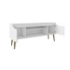 Manhattan Comfort Bradley 62.99 TV Stand White with 2 Media Shelves and 2 Storage Shelves in White with Solid Wood Legs