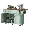 Kitchen Cart with Rubber wood Drop-Leaf Countertop ,Cabinet door internal storage racks