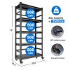 H72 * W35.4 * D15.7 Heavy Duty Storage Shelves Adjustable 5-Tier Metal Shelving Unit with Wheels for 2500LBS Load Kitchen, Garage, Pantry, and More