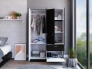 Maltby 1-Drawer Rectangle Armoire Black Wengue and White