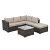 Patio Furniture, Outdoor Furniture, Seasonal PE Wicker Furniture, 4 Set Wicker Furniture With Tempered Glass Coffee Table