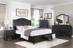 Charcoal Brown Finish Traditional Bedroom Furniture 1pc Queen Platform Bed with Storage Drawers Classic Design